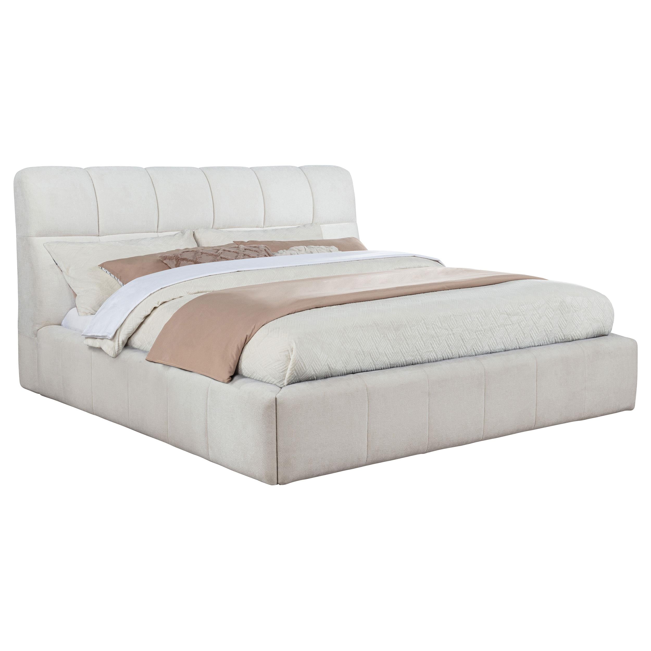 Nollet 48-inch Upholstered California King Platform Bed Cream - 315917CRMKW