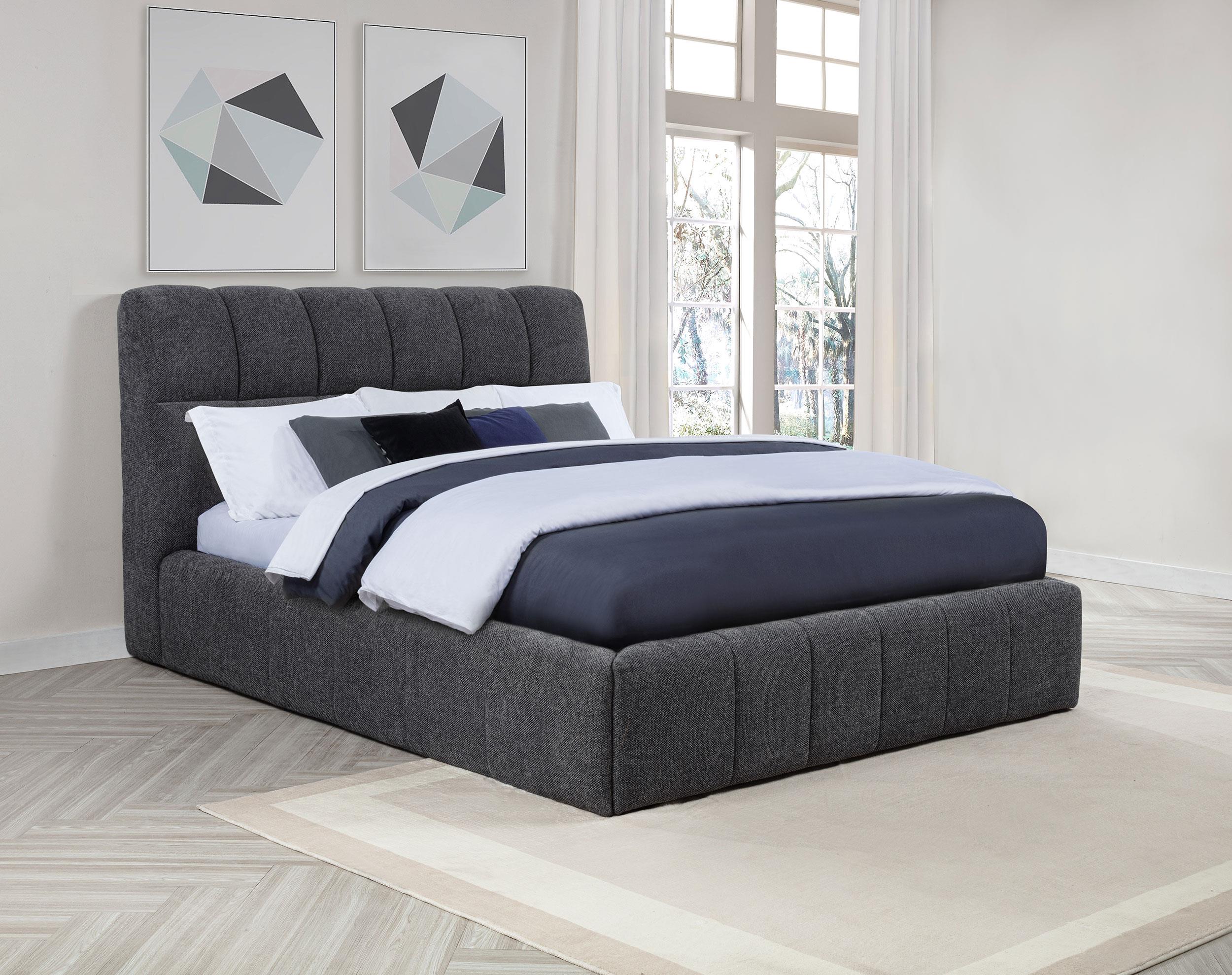 Nollet 48-inch Upholstered California King Platform Bed Grey - 315917GRYKW