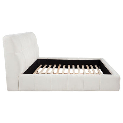 Nollet 48-inch Upholstered Eastern King Platform Bed Cream - 315917CRMKE