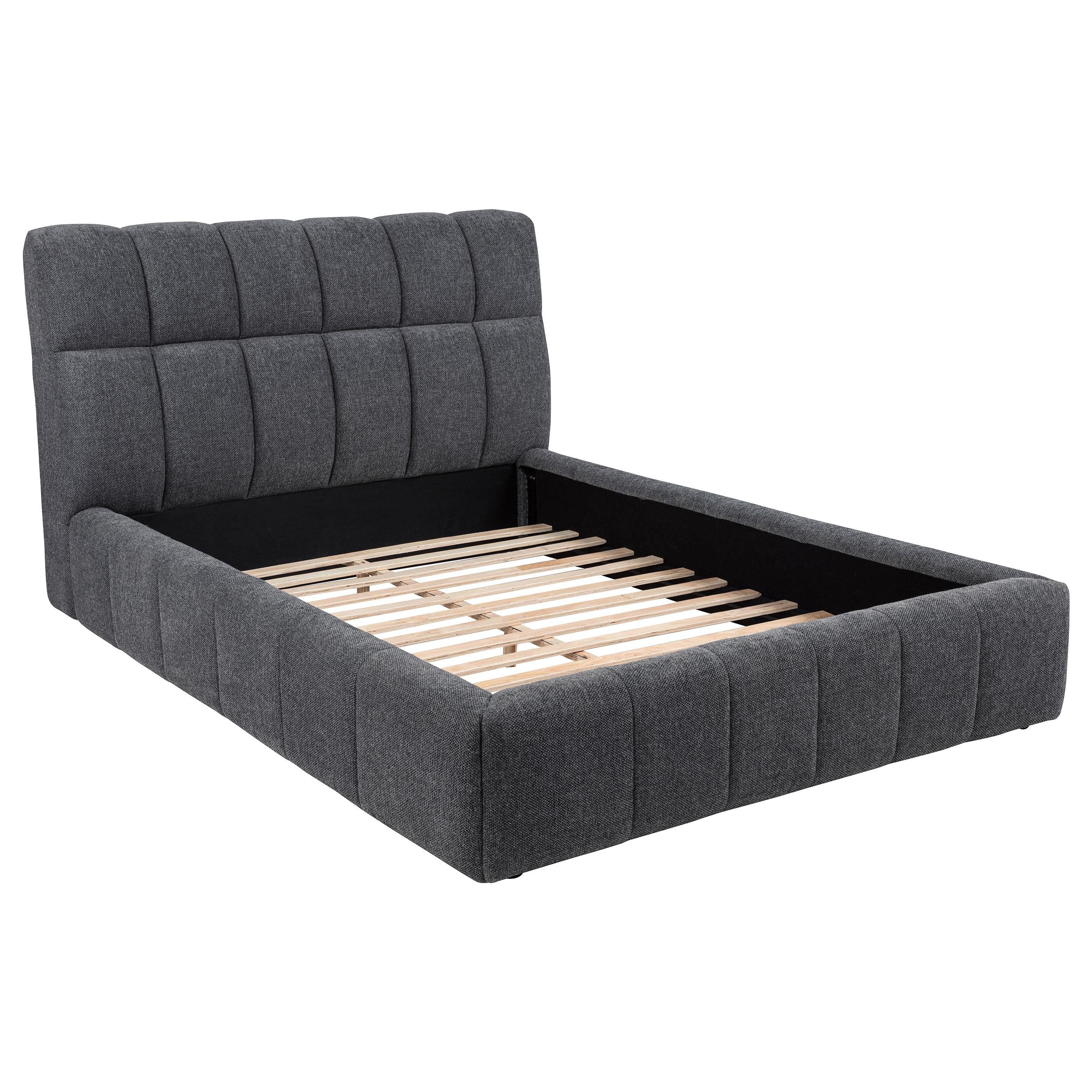 Nollet 48-inch Upholstered Eastern King Platform Bed Grey - 315917GRYKE