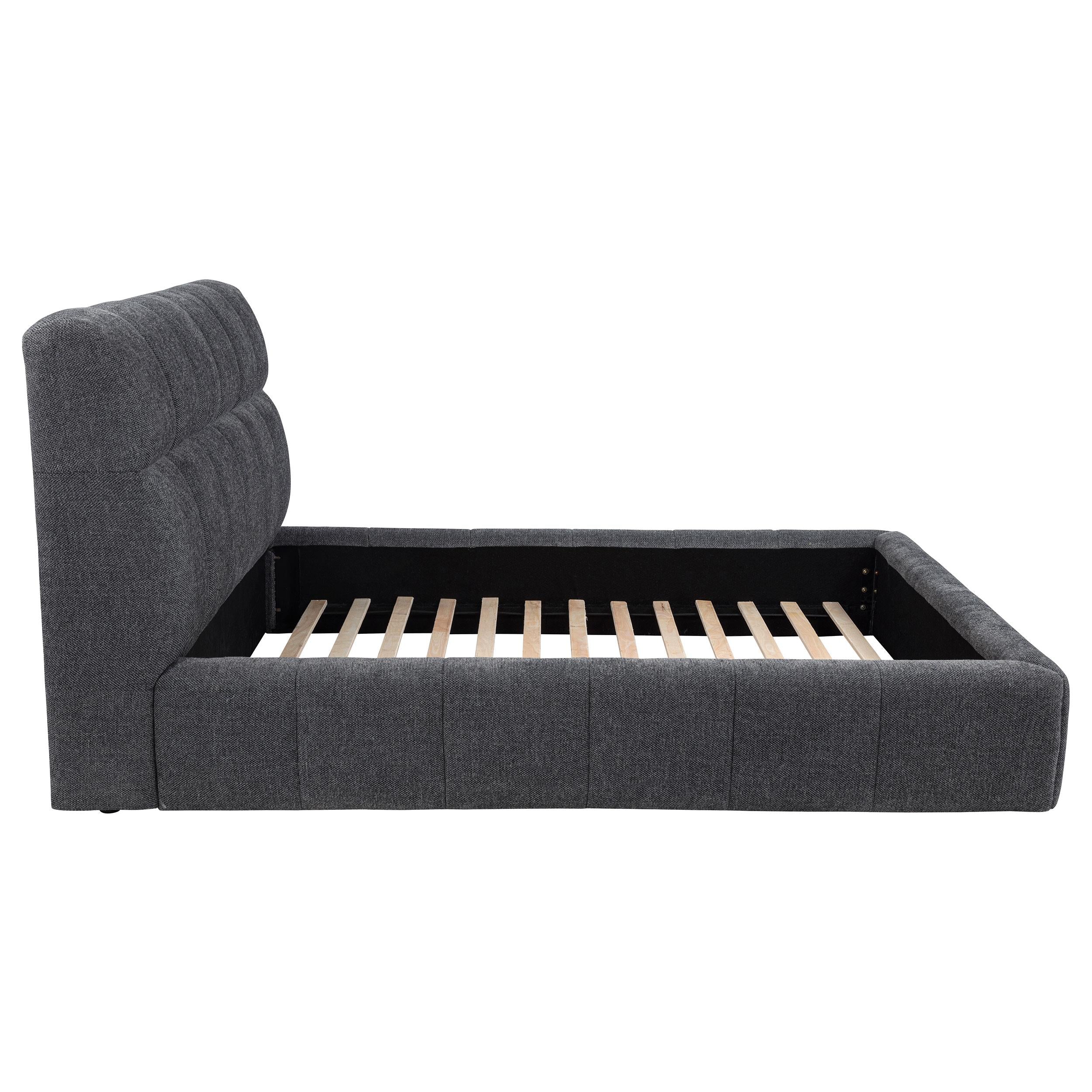Nollet 48-inch Upholstered Eastern King Platform Bed Grey - 315917GRYKE