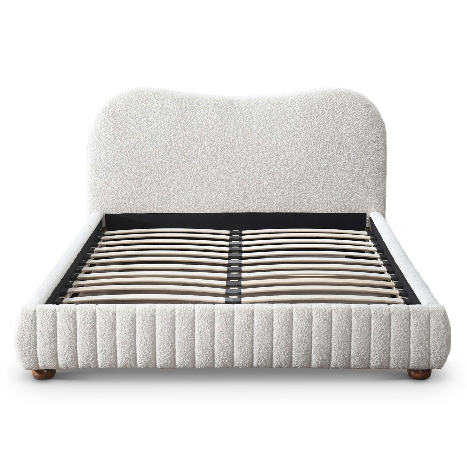 Norme Boucle Upholstered Low Profile Queen Size Platform Bed In Cream - BED00500801