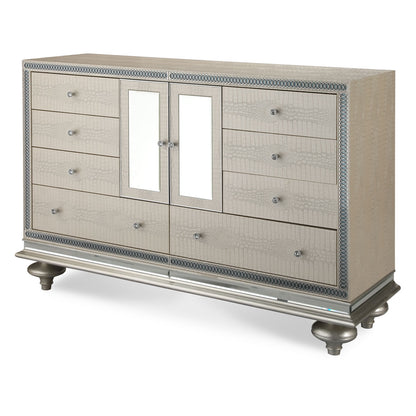 Hollywood Swank Crystal Croc Upholstered Dresser