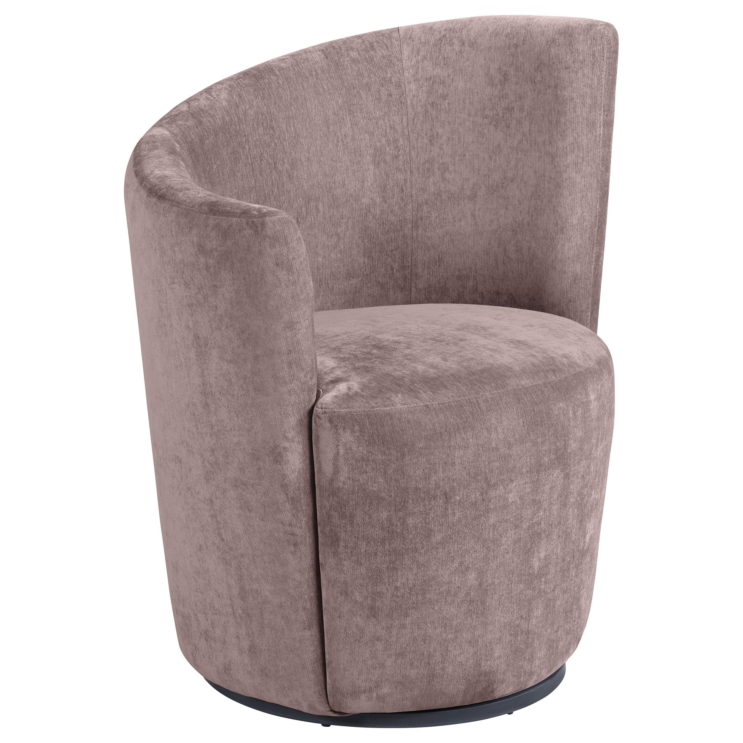 Nueva Upholstered Swivel Chair Curved Backrest Blush - 907528