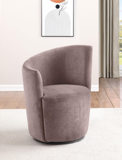Nueva Upholstered Swivel Chair Curved Backrest Blush - 907528