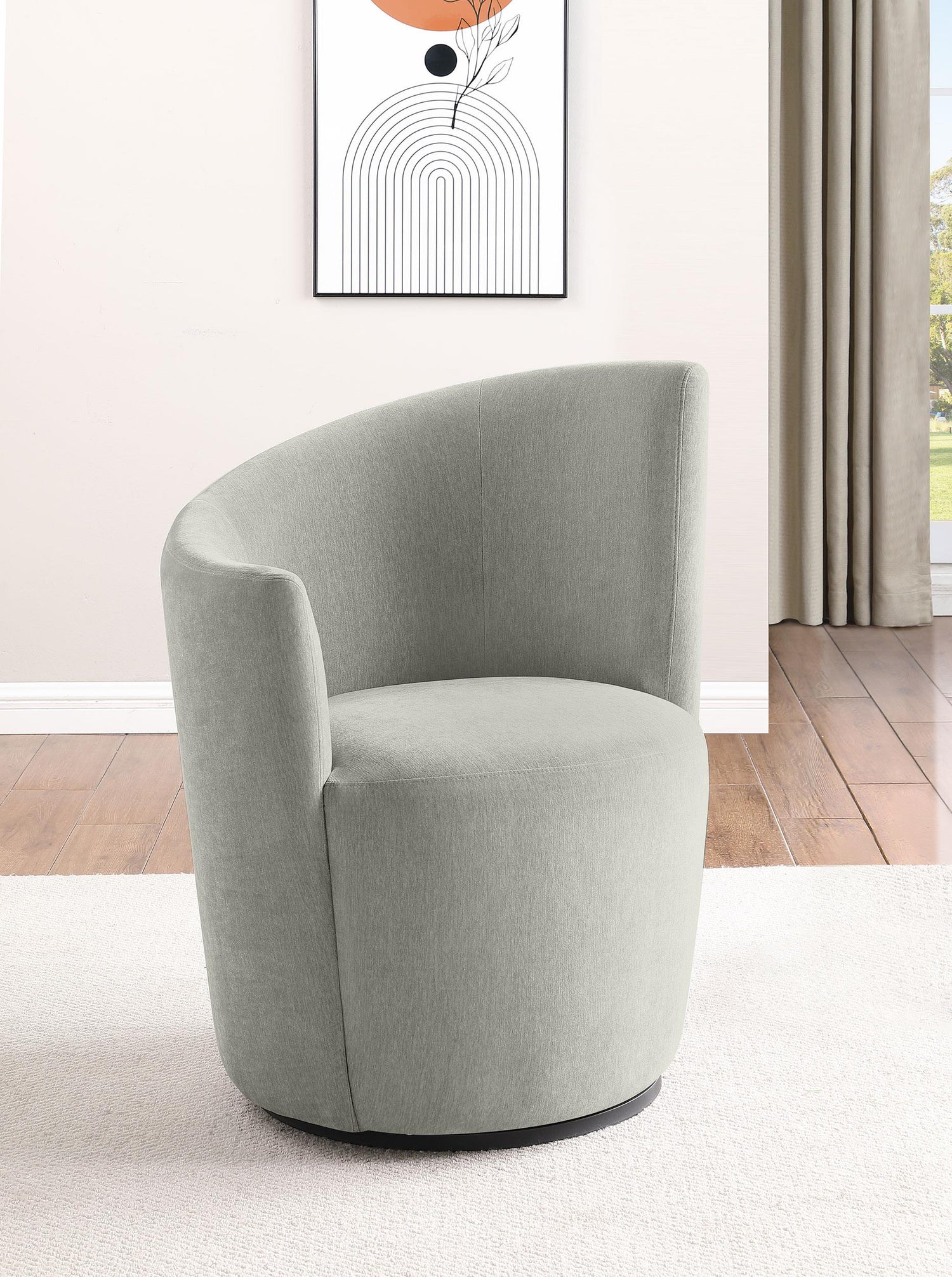 Nueva Upholstered Swivel Chair Curved Backrest Dove Grey - 907527