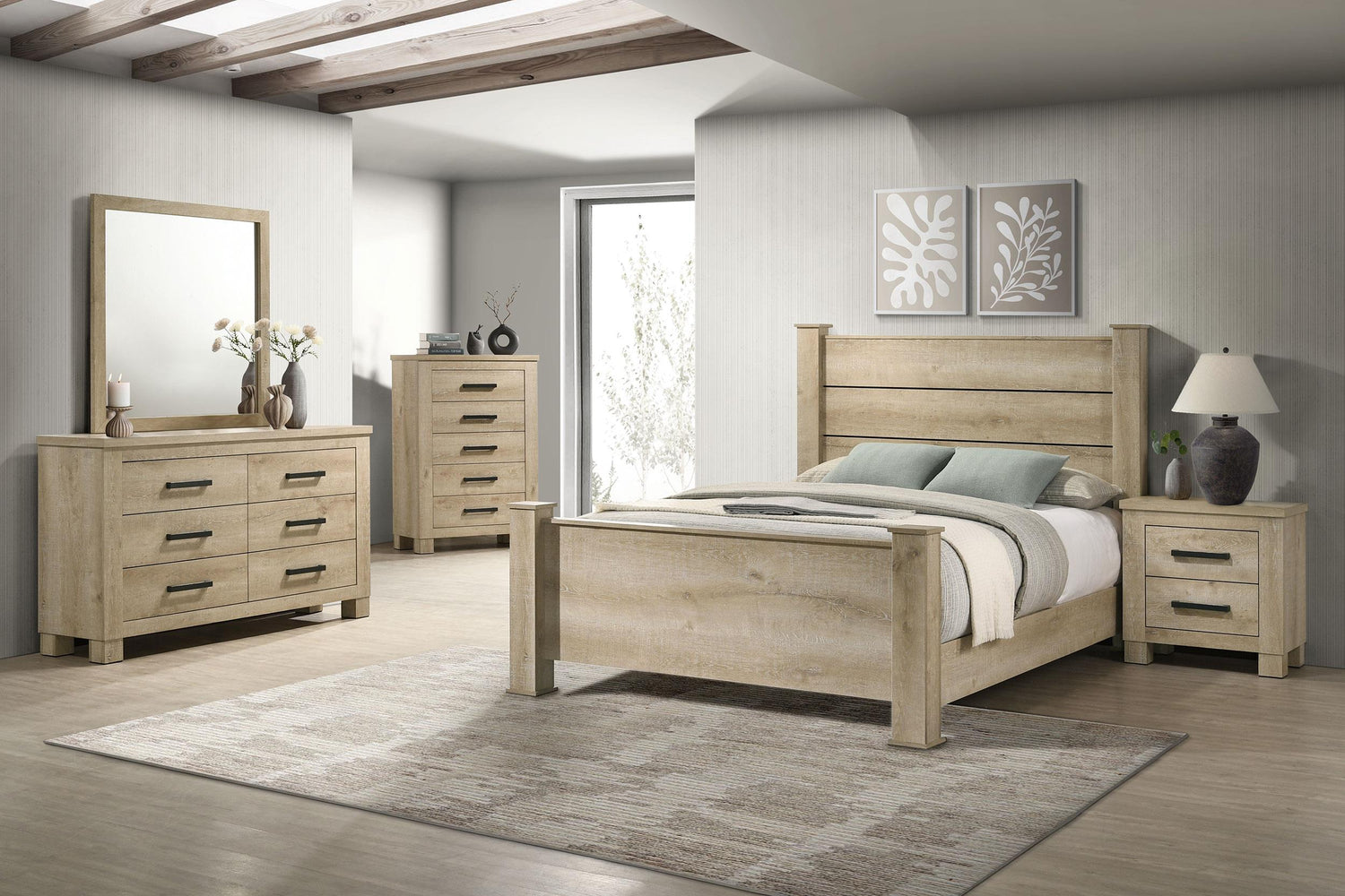 Oakglen 55-inch Queen Panel Bed Weathered Oak - 225101Q