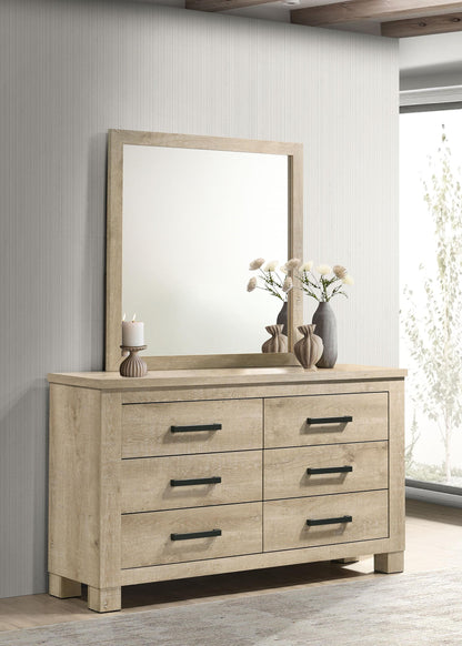 Oakglen 6-drawer Bedroom Dresser and Mirror Weathered Oak - 225103M