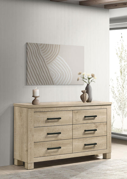 Oakglen 6-drawer Bedroom Dresser Weathered Oak - 225103