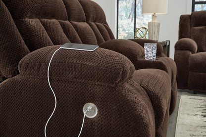 Observation Chocolate Power Reclining Loveseat with Console - PC2140696