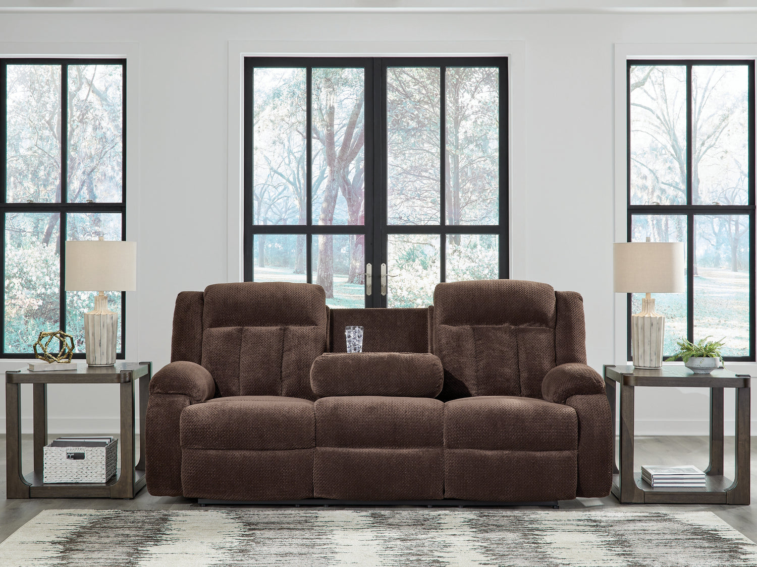 Observation Chocolate Power Reclining Sofa with Drop Down Table - PC2140699