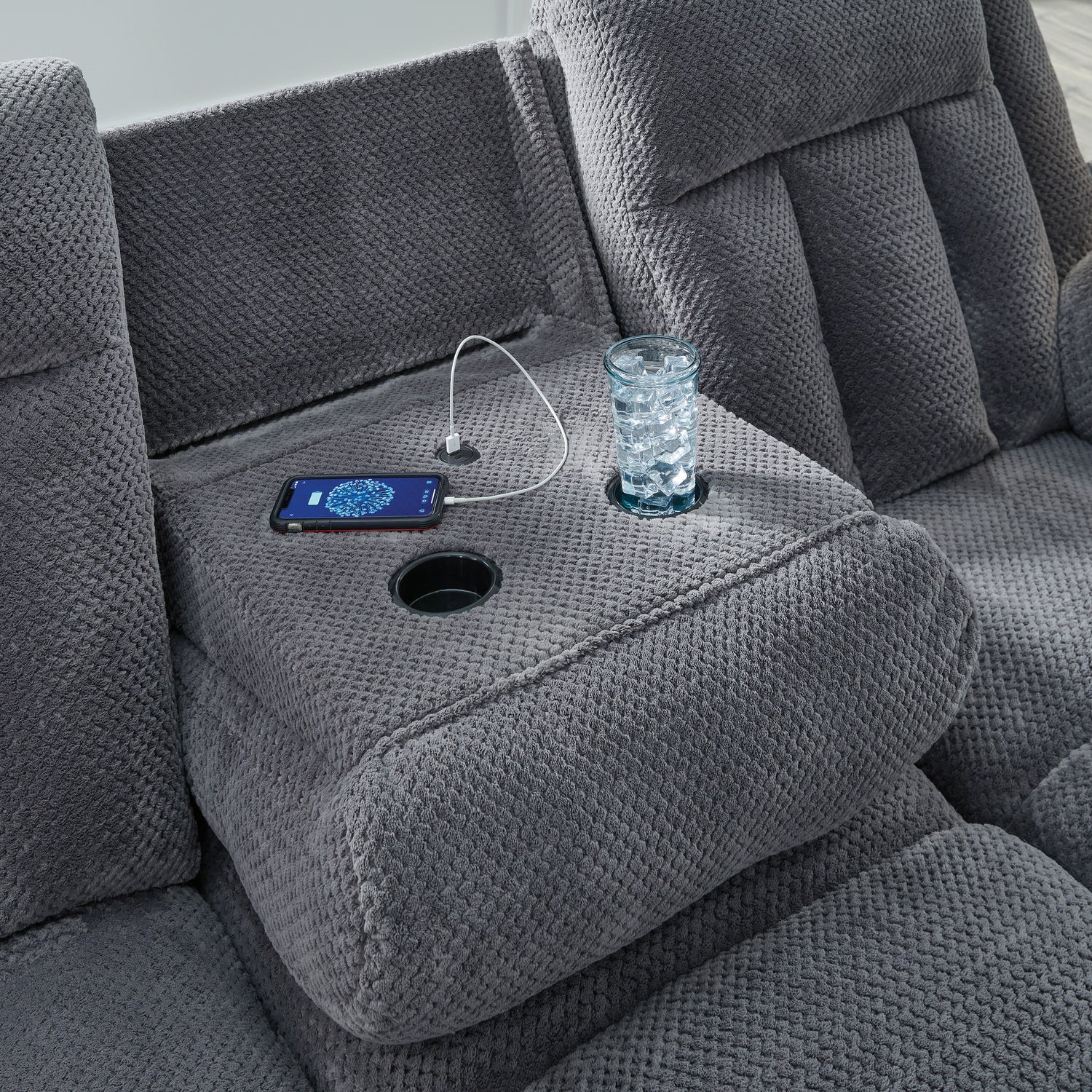 Observation Steel Power Reclining Sofa with Drop Down Table - PC2140599