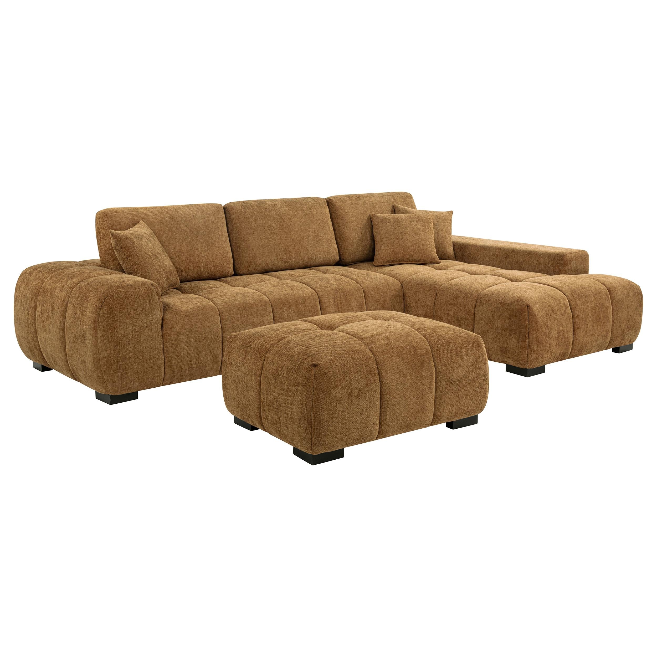 Octavia Fabric Upholstered Rectangular Ottoman Amber - 509344