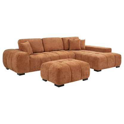 Octavia Fabric Upholstered Rectangular Ottoman Orange - 509354