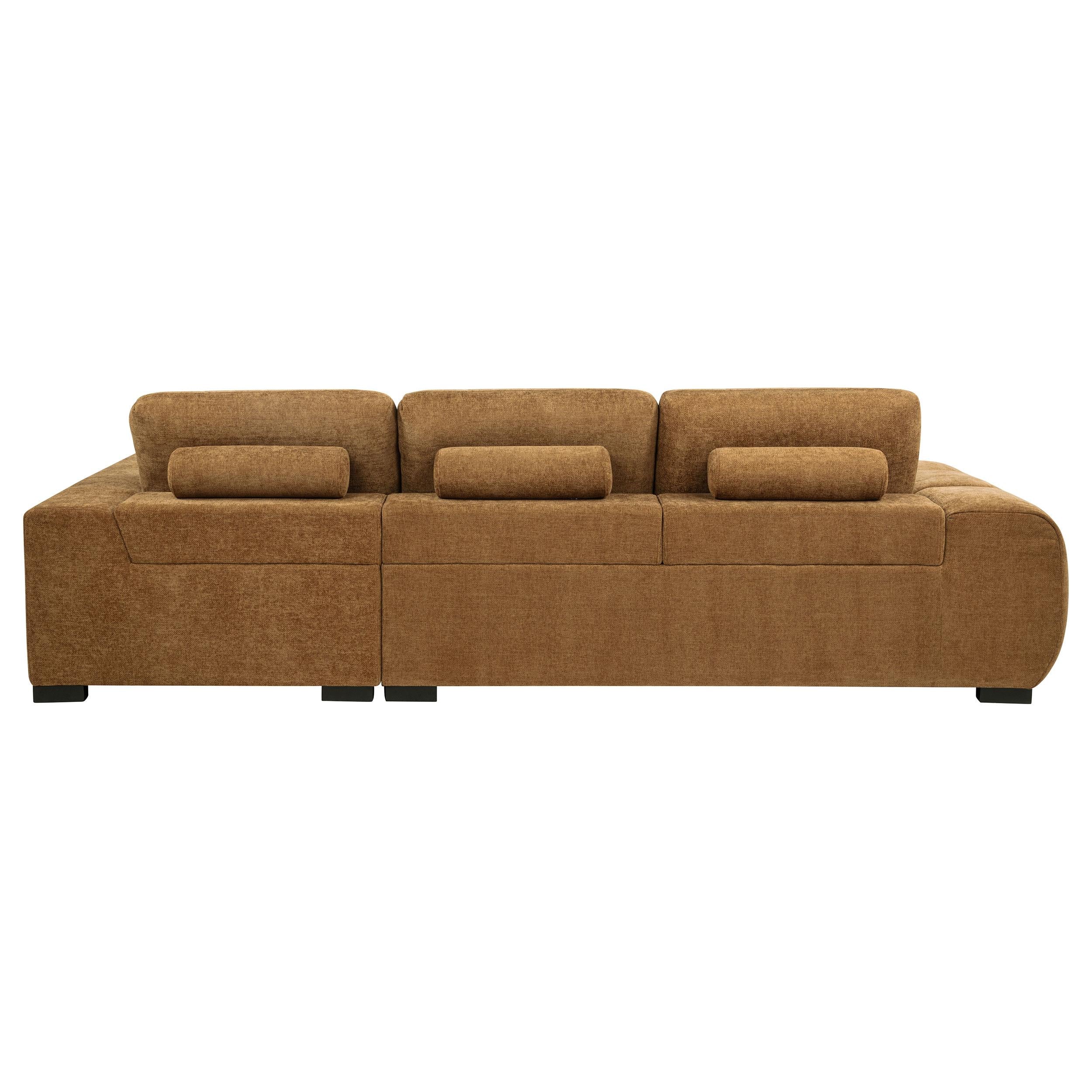 Octavia Fabric Upholstered Sectional Chaise Sofa Amber - 509340