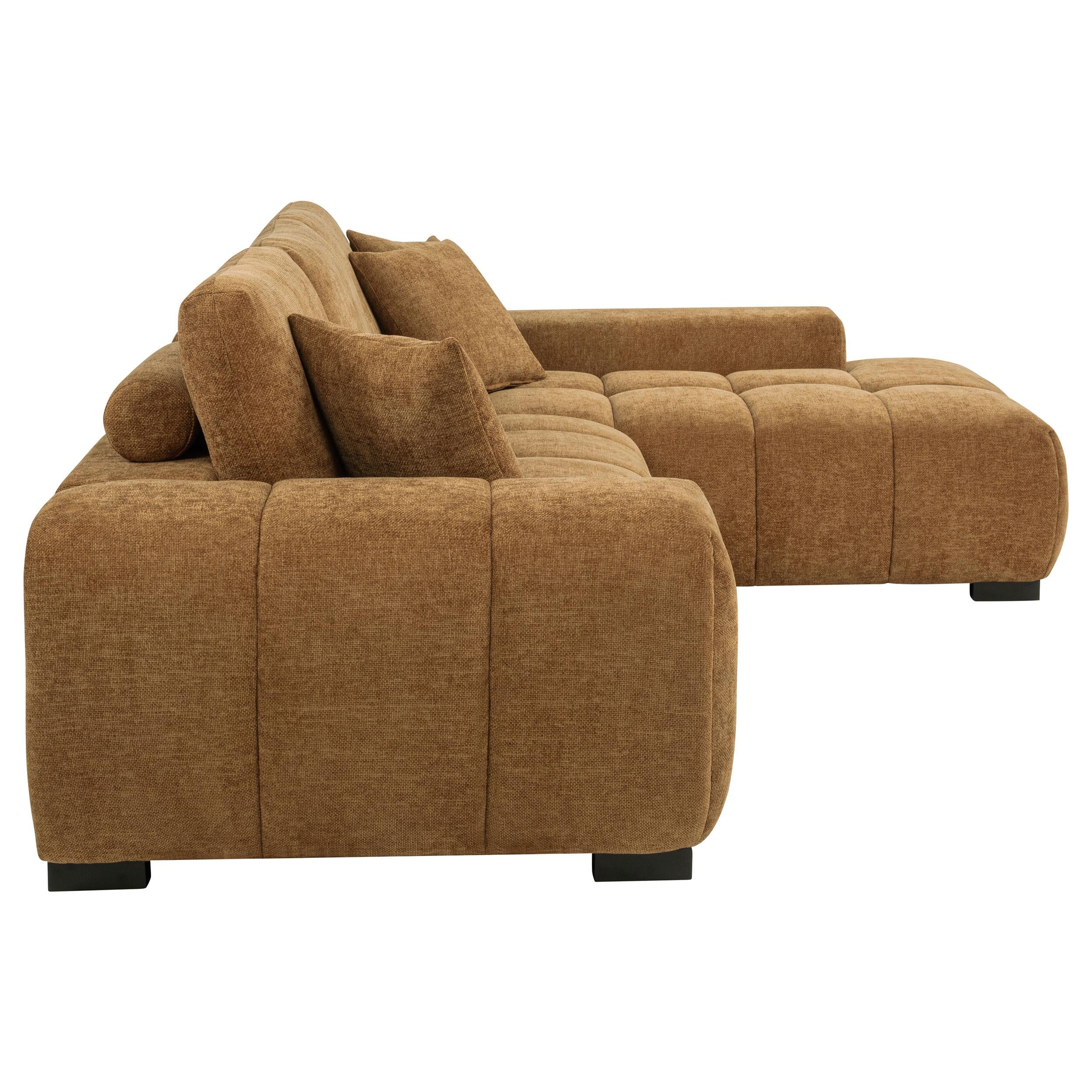 Octavia Fabric Upholstered Sectional Chaise Sofa Amber - 509340