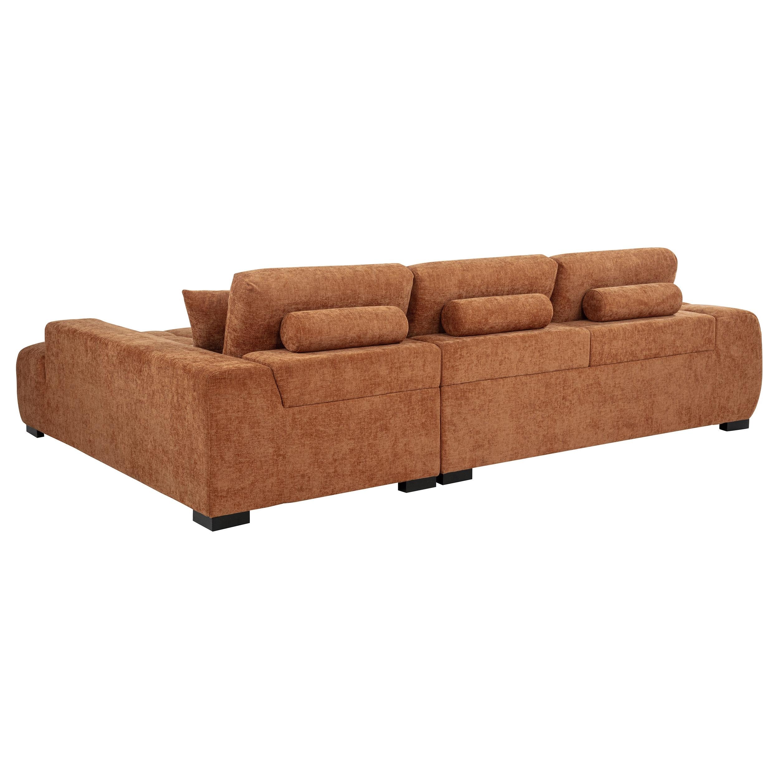 Octavia Fabric Upholstered Sectional Chaise Sofa Orange - 509350