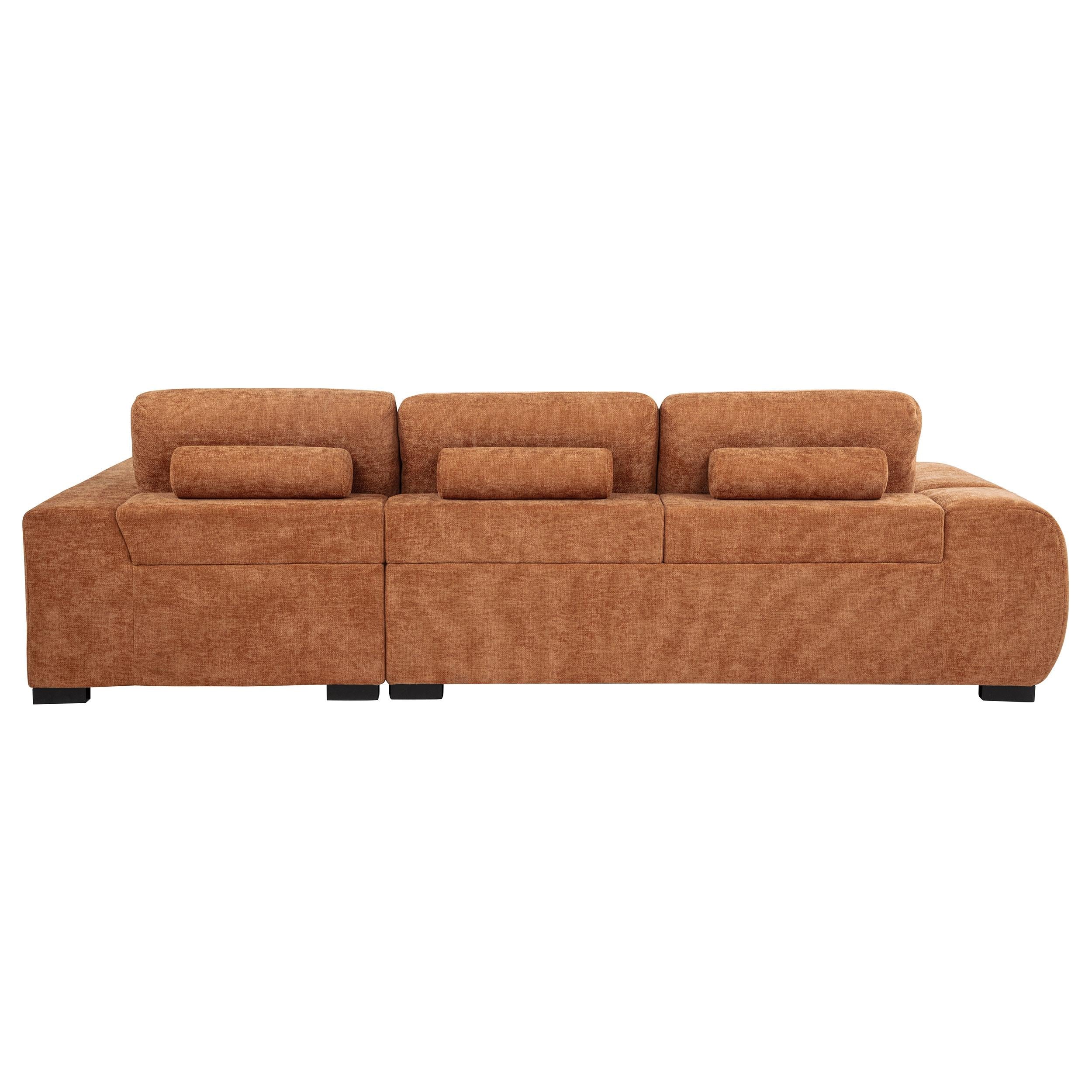 Octavia Fabric Upholstered Sectional Chaise Sofa Orange - 509350