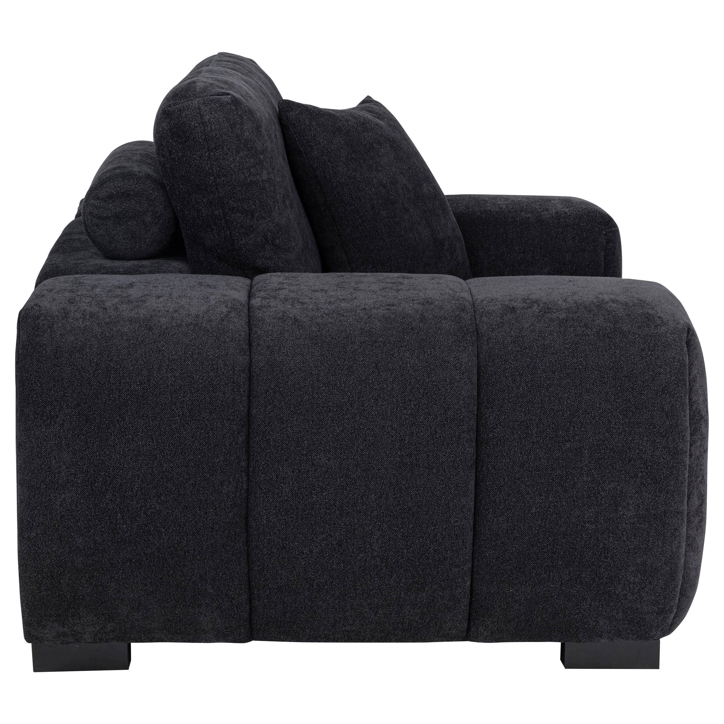 Octavia Fabric Upholstered Track Arm Accent Chair Black - 511063