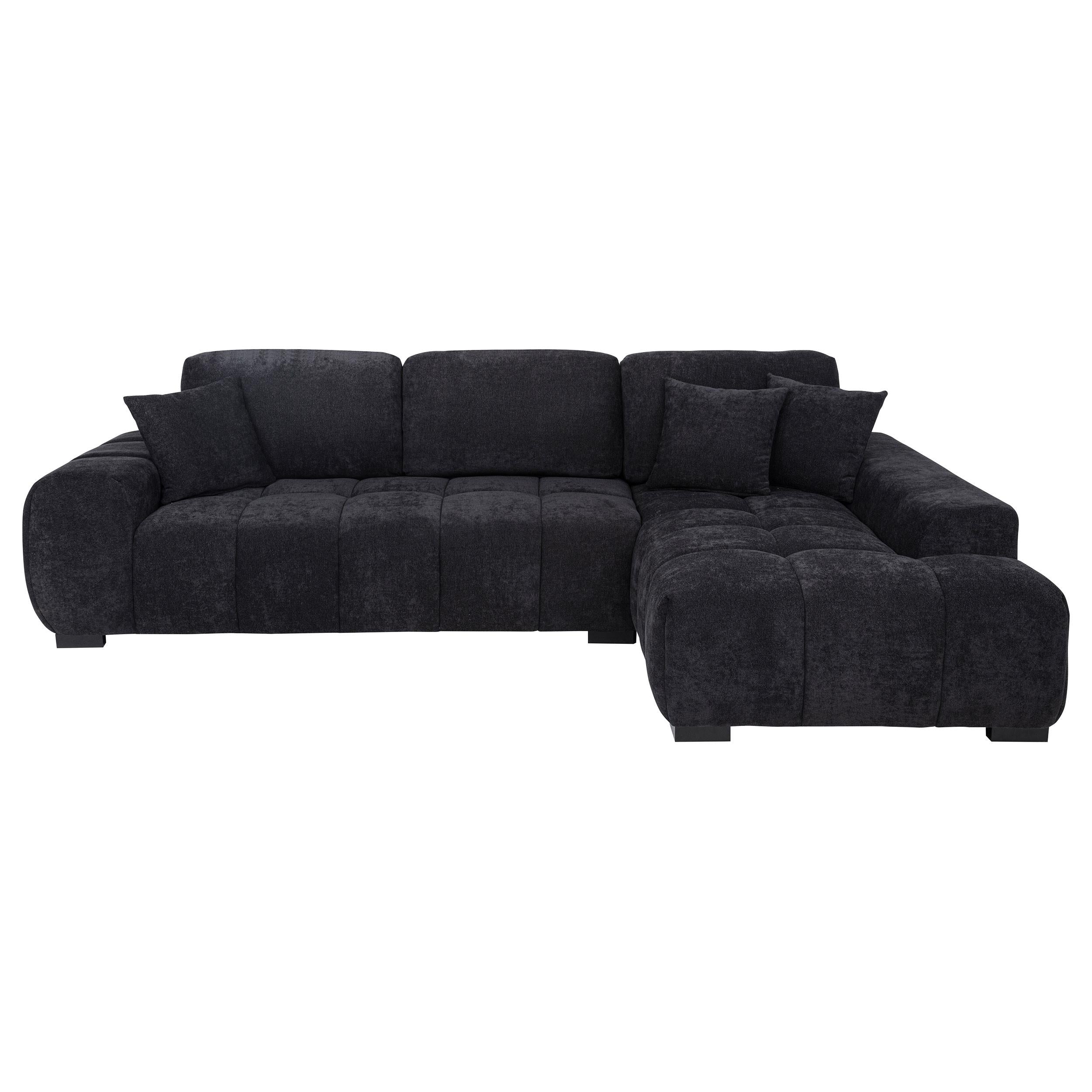 Octavia Fabric Upholstered Track Arm Sectional Sofa Black - 511061