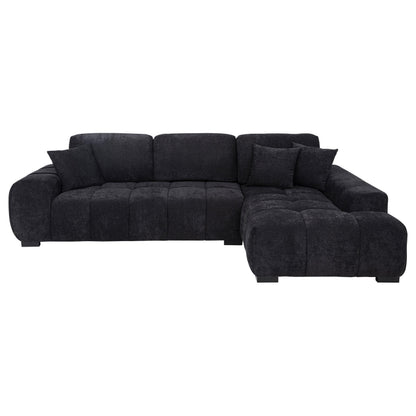 Octavia Fabric Upholstered Track Arm Sectional Sofa Black - 511061