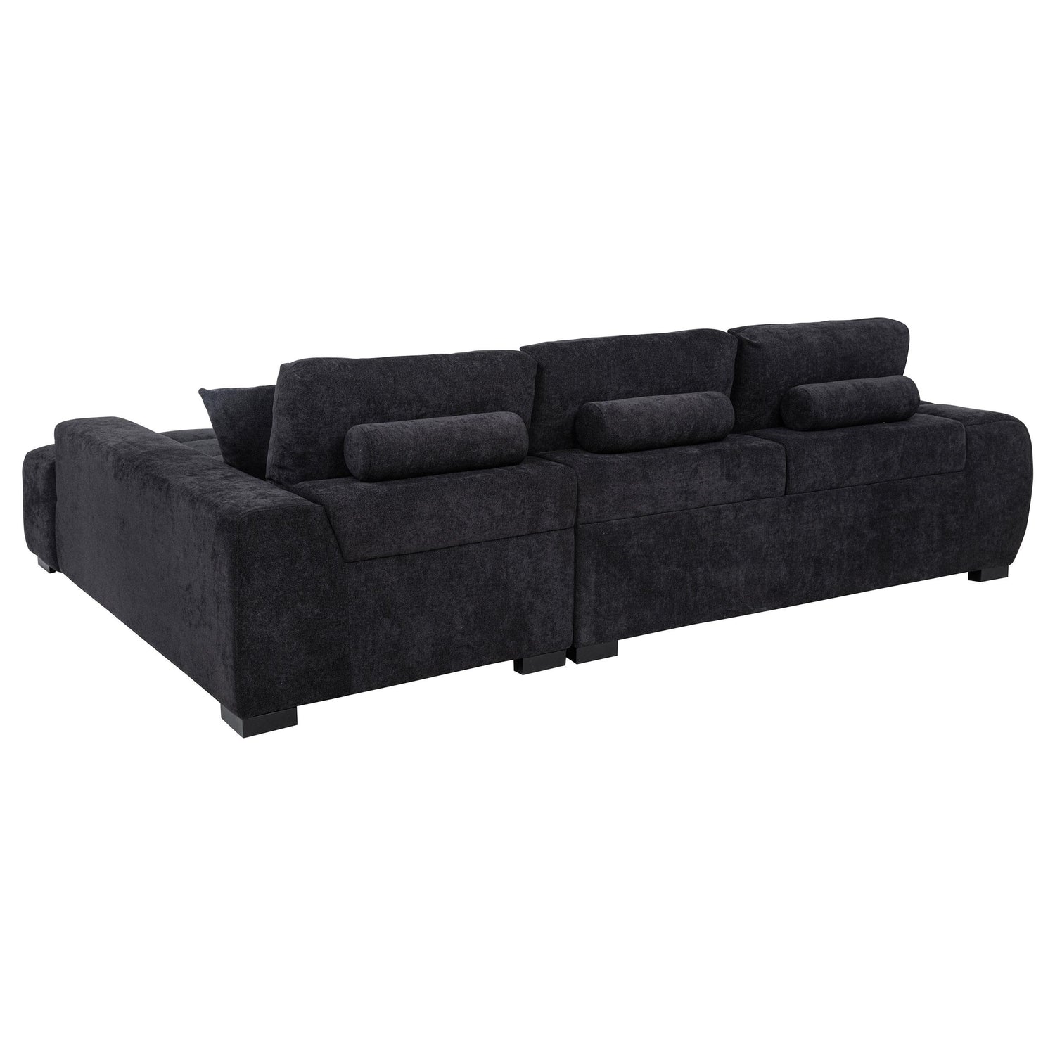 Octavia Fabric Upholstered Track Arm Sectional Sofa Black - 511061
