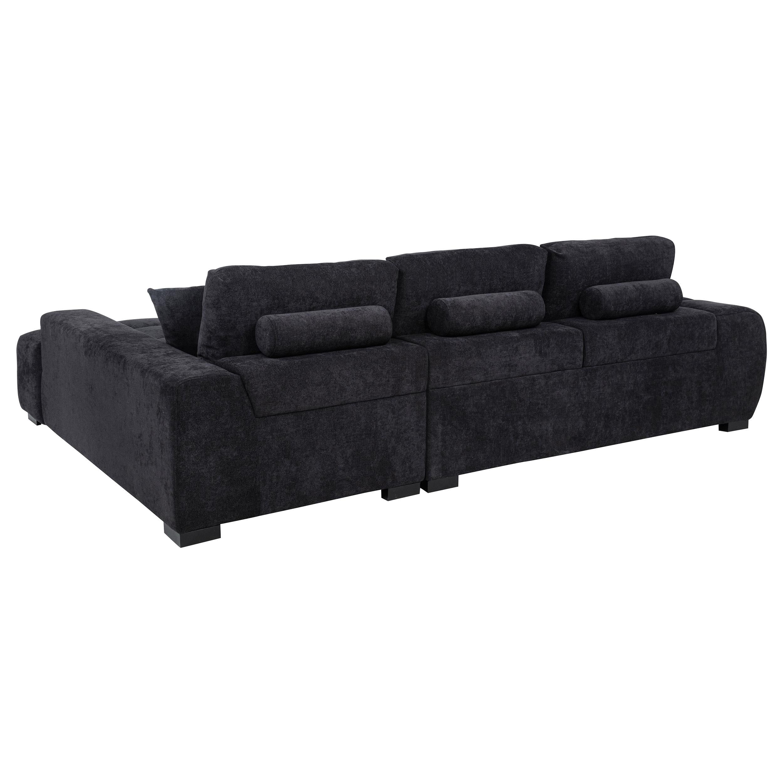 Octavia Fabric Upholstered Track Arm Sectional Sofa Black - 511061