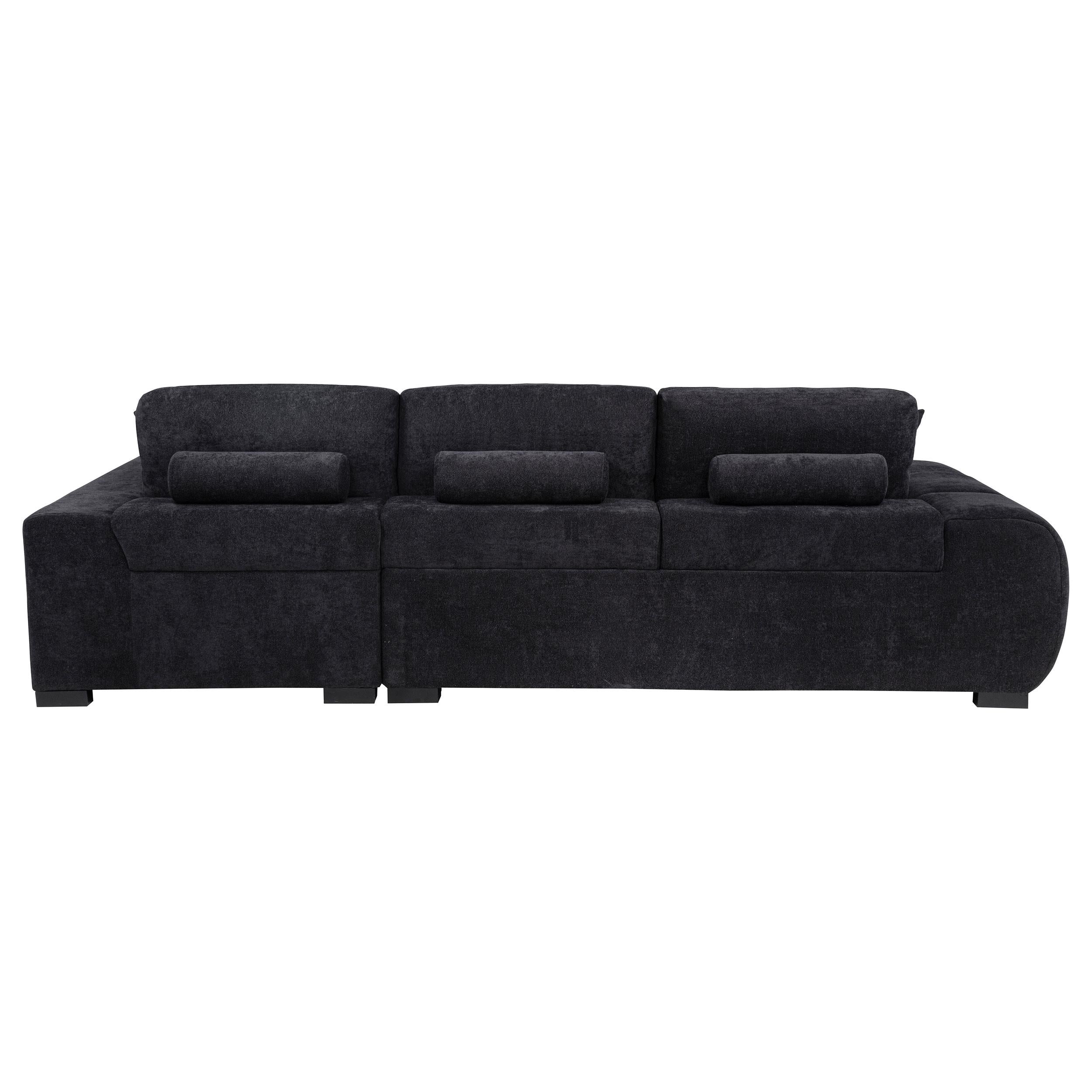 Octavia Fabric Upholstered Track Arm Sectional Sofa Black - 511061