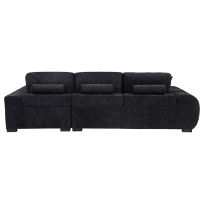 Octavia Fabric Upholstered Track Arm Sectional Sofa Black - 511061