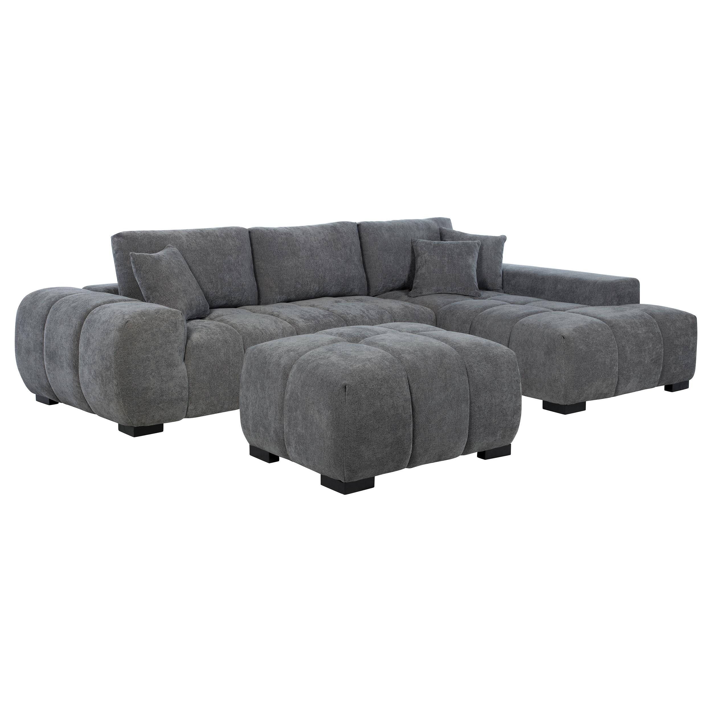 Octavia Upholstered Rectangular Ottoman Charcoal Grey - 509968