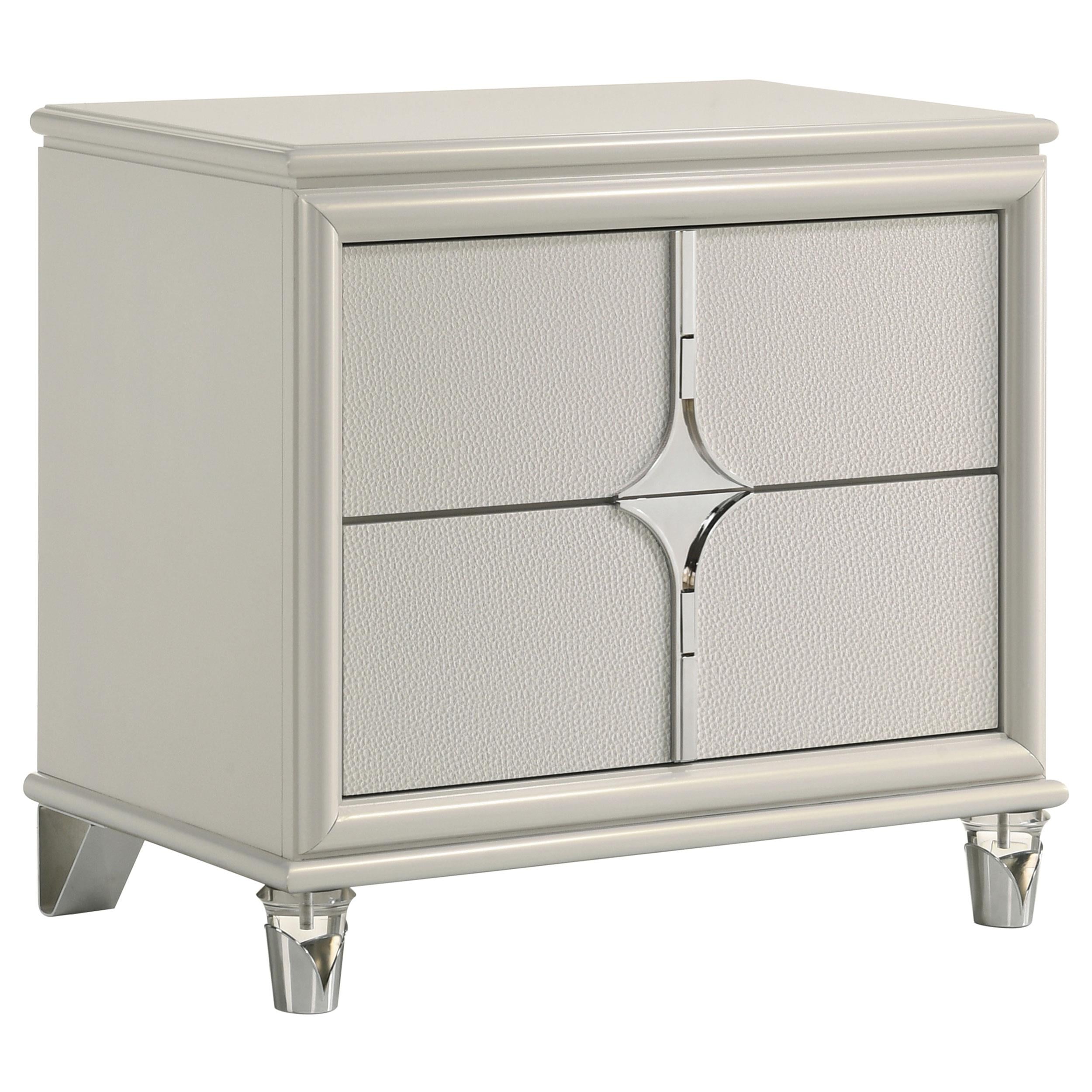 Olivia 2-drawer Nightstand Bedside Table Pearl White - 224952
