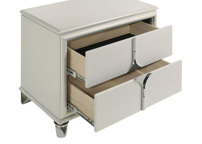 Olivia 2-drawer Nightstand Bedside Table Pearl White - 224952