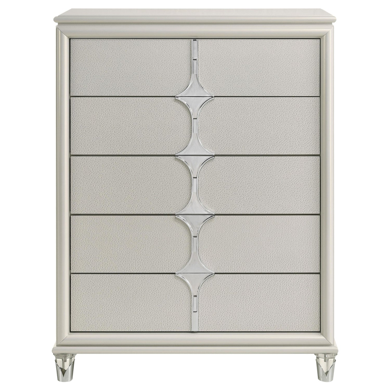 Olivia 5-drawer Bedroom Chest of Drawers Pearl White - 224955