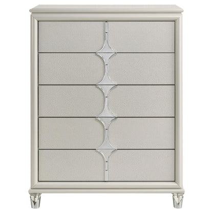 Olivia 5-drawer Bedroom Chest of Drawers Pearl White - 224955