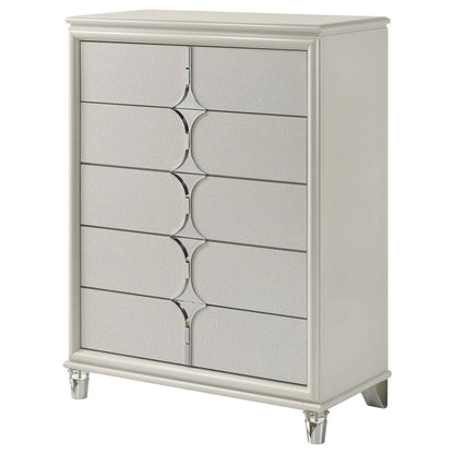 Olivia 5-drawer Bedroom Chest of Drawers Pearl White - 224955