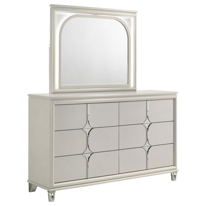 Olivia 6-drawer Dresser and LED Mirror Pearl White - 224953M