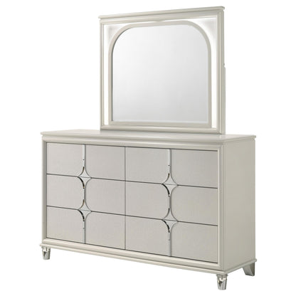 Olivia 6-drawer Dresser and LED Mirror Pearl White - 224953M