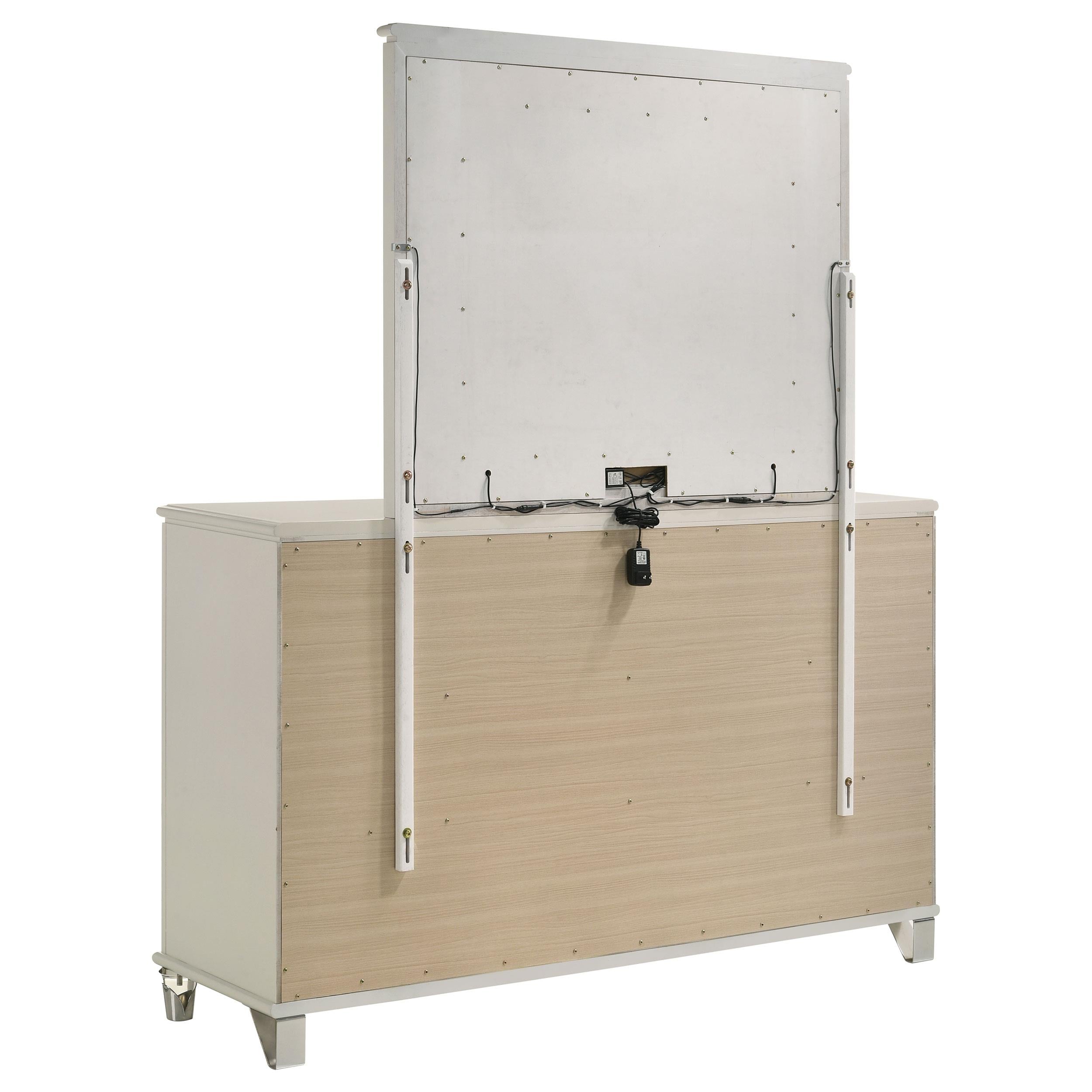 Olivia 6-drawer Dresser and LED Mirror Pearl White - 224953M