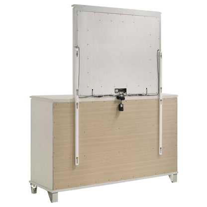 Olivia 6-drawer Dresser and LED Mirror Pearl White - 224953M