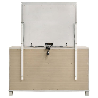 Olivia 6-drawer Dresser and LED Mirror Pearl White - 224953M