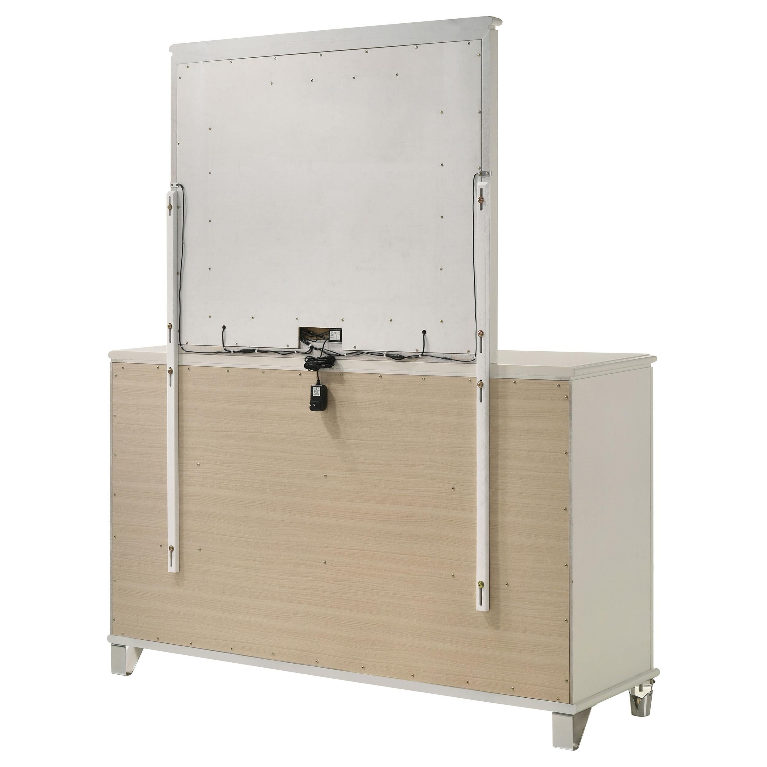 Olivia 6-drawer Dresser and LED Mirror Pearl White - 224953M