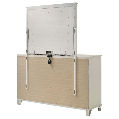 Olivia 6-drawer Dresser and LED Mirror Pearl White - 224953M