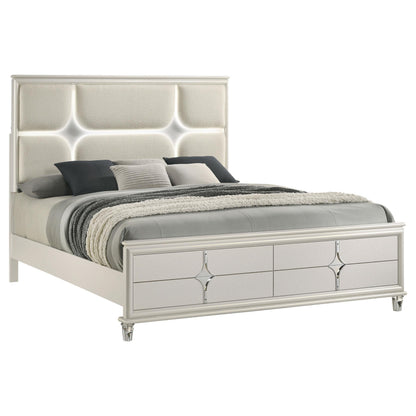 Olivia Queen Panel Bed LED Headboard Pearl White - 224951Q