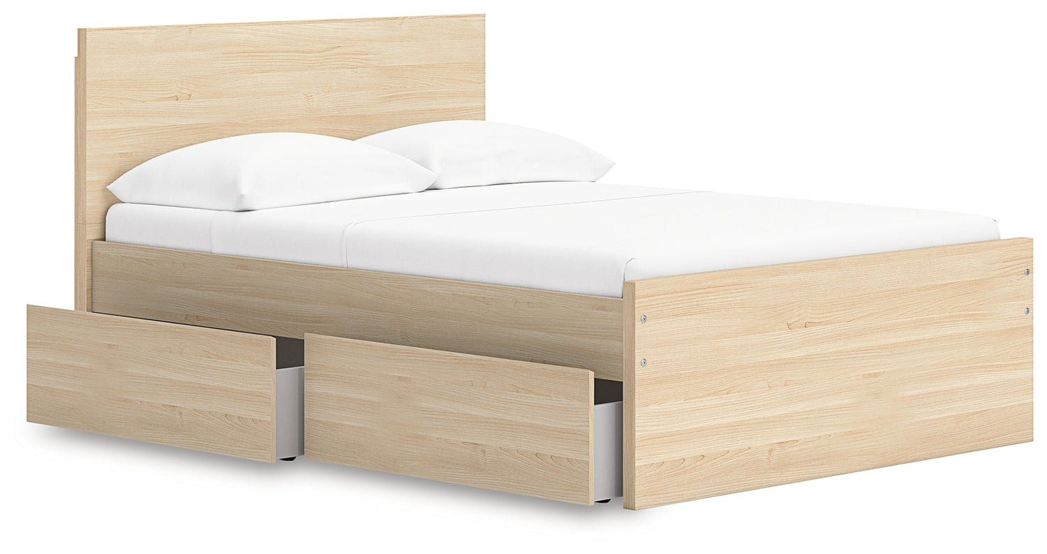 Onita Natural Full Panel Platform Bed with 1 Side Storage - EB9632B11
