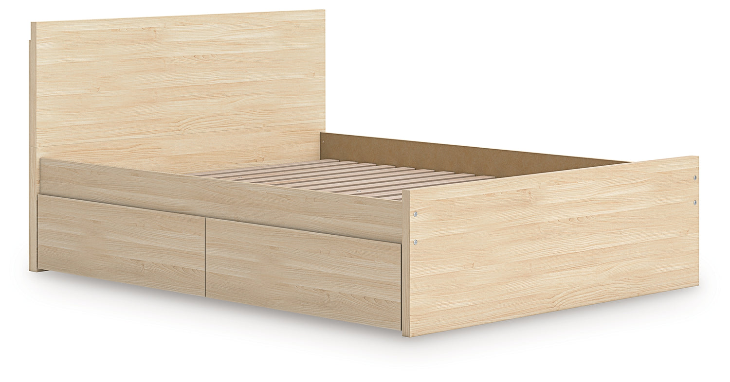 Onita Natural Full Panel Platform Bed with 2 Side Storage - EB9632B17