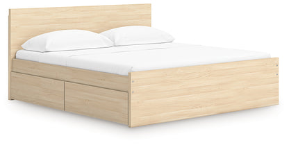 Onita Natural King Panel Platform Bed with 2 Side Storage - EB9632B24