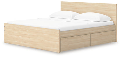 Onita Natural King Panel Platform Bed with 2 Side Storage - EB9632B24