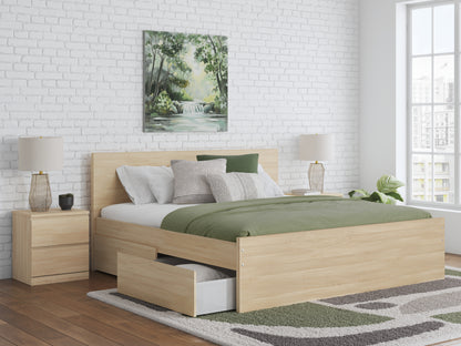 Onita Natural King Panel Platform Bed with Storage - EB9632B23