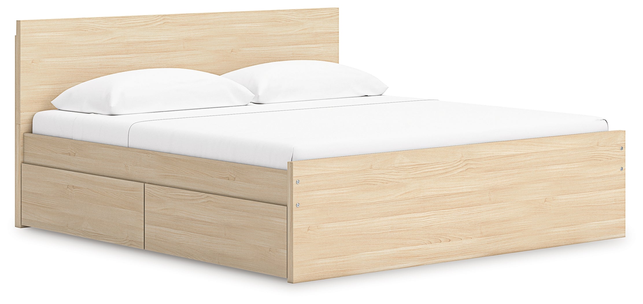 Onita Natural King Panel Platform Bed with Storage - EB9632B23