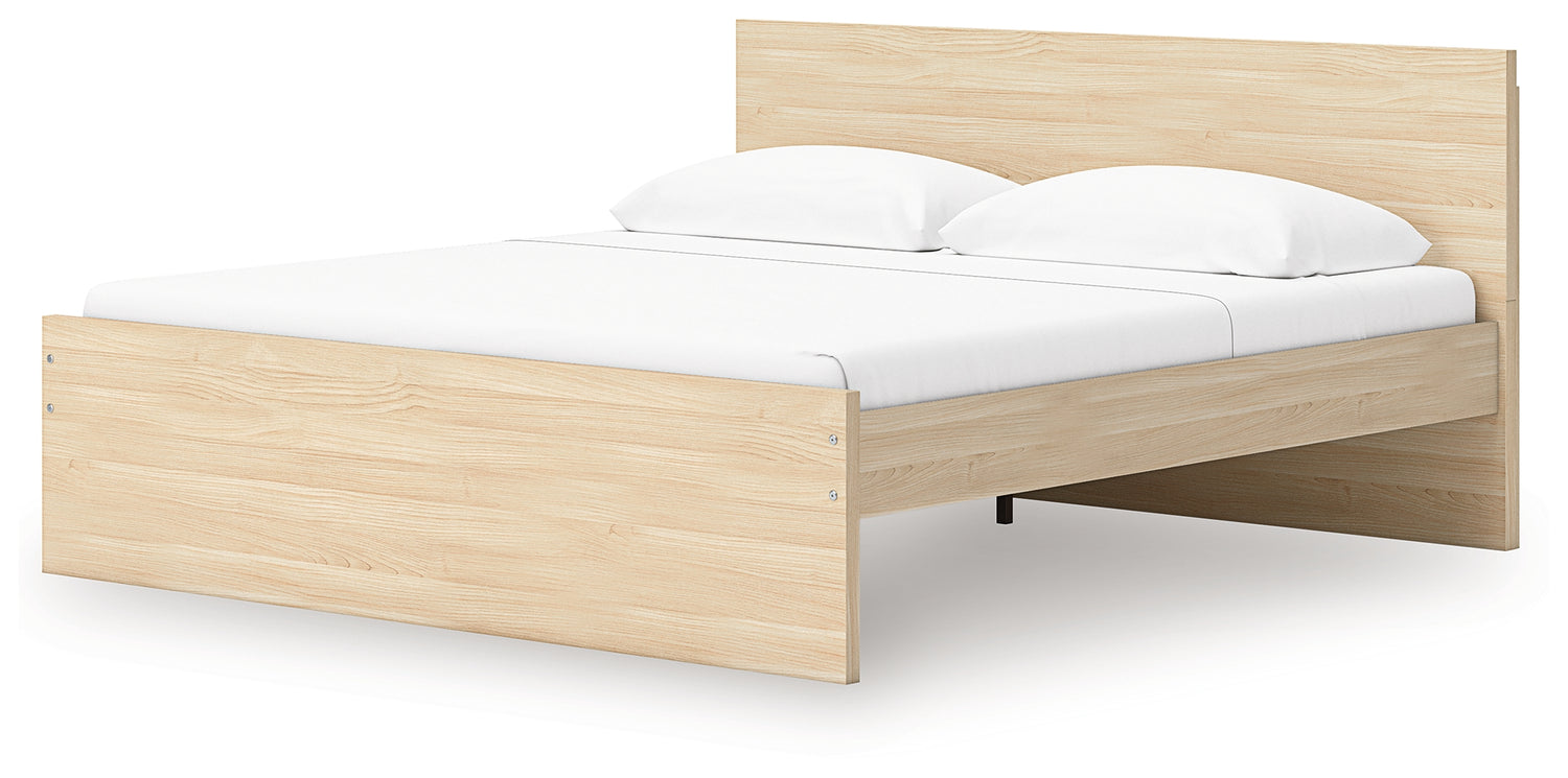 Onita Natural King Panel Platform Bed with Storage - EB9632B23